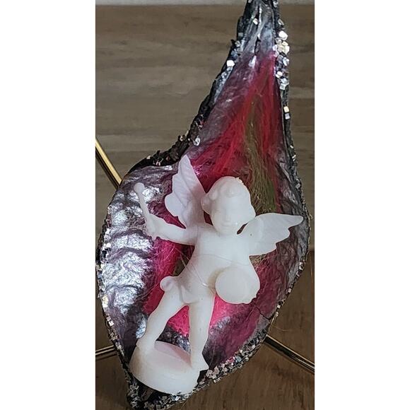 Vintage Handmade Hanging Angel Christmas Ornament 4 3/4" Made From Milkweed Pod - Picture 3 of 6